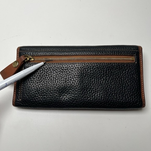 Prix De Dressage Black Brown Leather Tri-Fold Wallet Snap Closure Zip Pocket - Picture 8 of 13